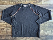 Faherty Legend Apres Waffle Knit Crew Neck Sweater Twill Heathered Black Women M