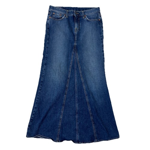 Lucky Brand Maxi Skirt Womens 6/28 Blue Denim Jean Modest Skirt Cottagecore USA - Picture 1 of 6