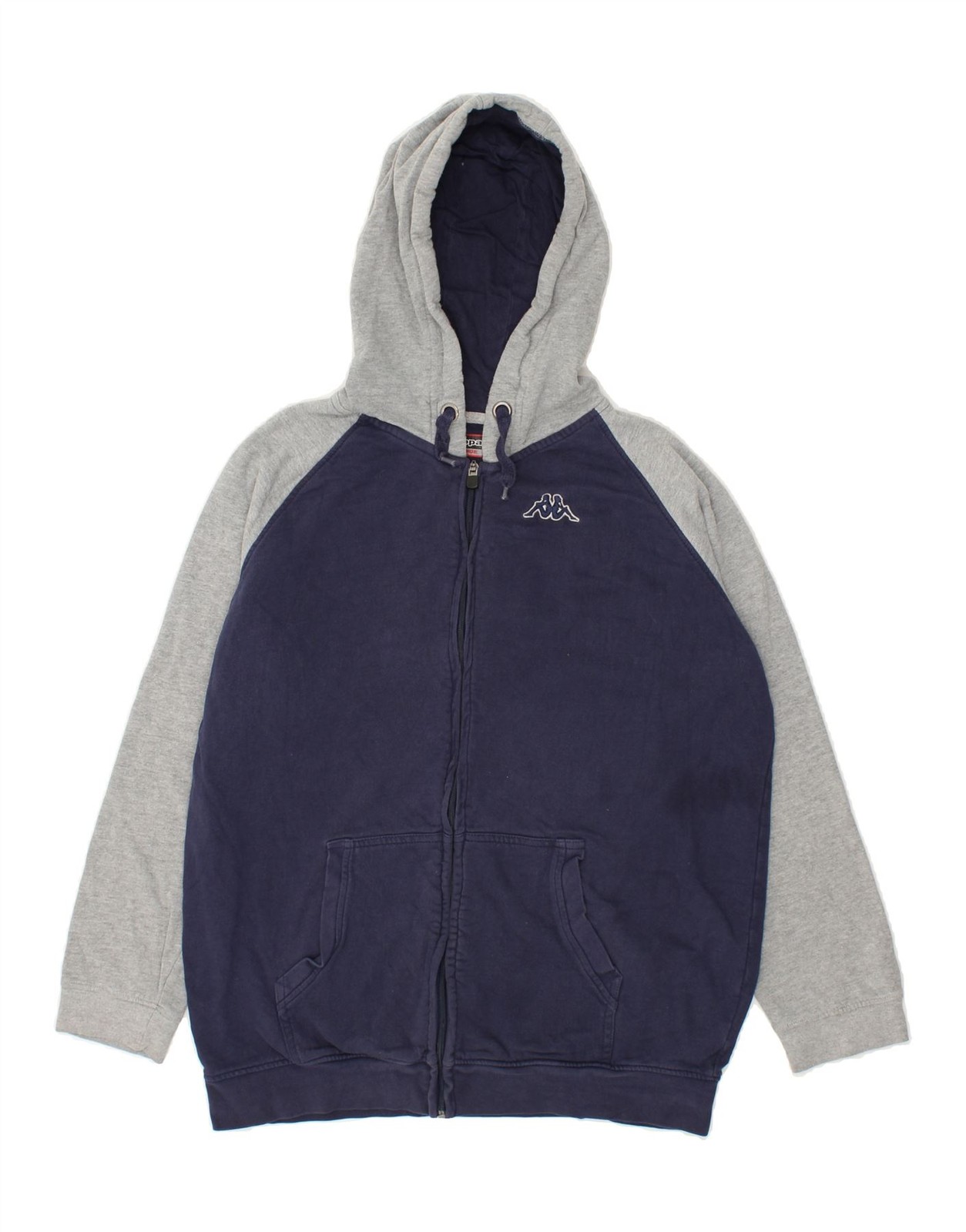 KAPPA Womens Zip Hoodie Sweater UK 18 XL Navy Blue Colourblock