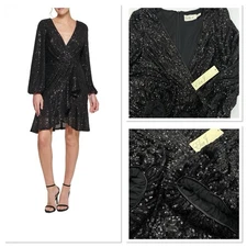 Womens Party Dress Mesh Sequined Fit & Flare Dress Eliza J Size Size 6 - $228