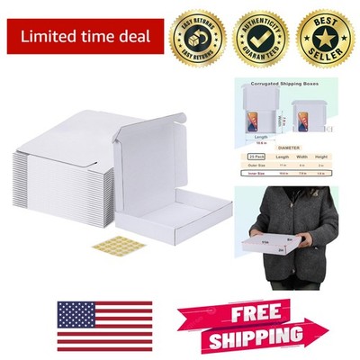 Elegant White Shipping Boxes, Pack of 25 - 11x8x2 Inches, Eco-Friendly & Durable