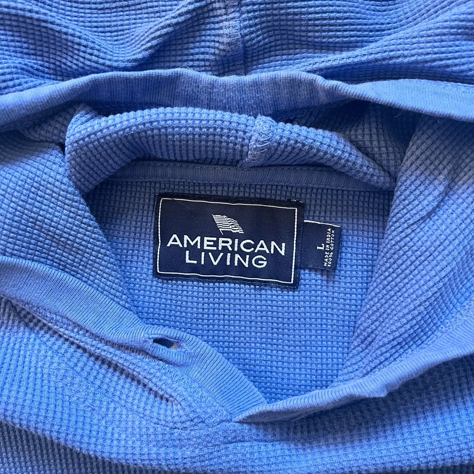 Sudadera con Capucha Para Hombres Tejido Waffle Talla L Azul Aciano Patinador Clásico Preppy Foto 2 de 4