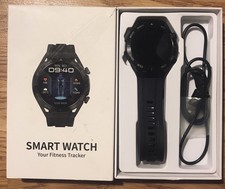 GLORY FIT SMART WATCH FITNESS TRACKER 1.5" ROUND LCD TOUCH SCREEN BLACK SILICONE