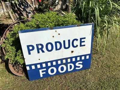 Vintage Cookie Cutter Porcelain Sign For Retired Market Produce 34  X 44  X  1 