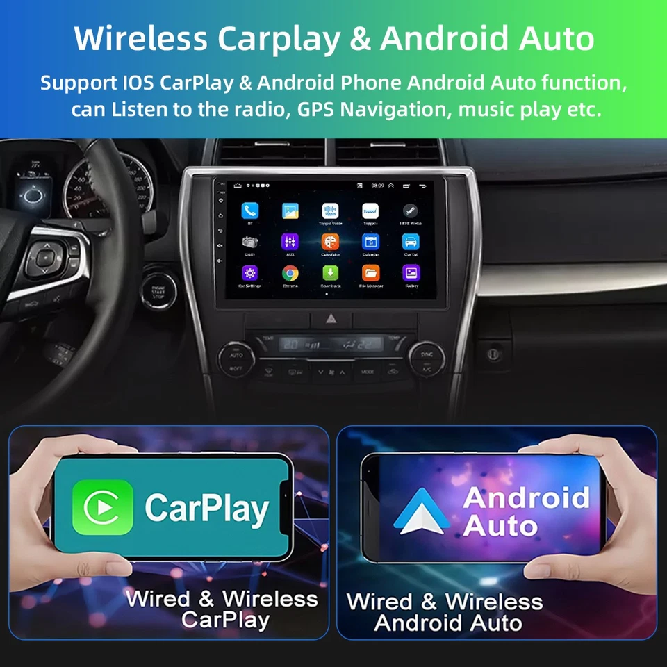 Radio estéreo para automóvil + cámara para Toyota Camry 2015-2017 Apple Carplay Android 13.0 Foto 3 de 4