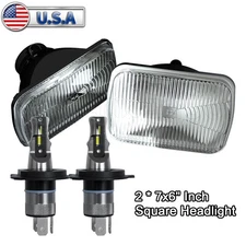 For 1981-1986 Chevrolet C10 C20 C30 Pair 7x6" 5x7 LED Headlights Hi/Lo Lamps