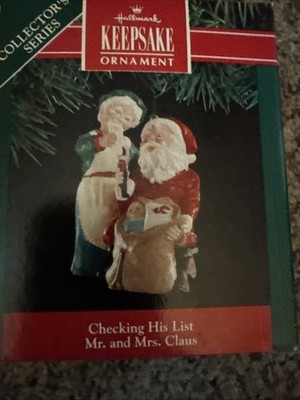 Hallmark 1991 Checking His List Series Ornament #6 Santa & Mrs Claus Vintage IOB