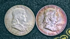 1958 & 1963 Ben Franklin Halfs AU 90% Silver.