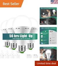 Emergency Rechargeable LED Light Bulbs 4 Pack with Dimmable Brightness Hooks