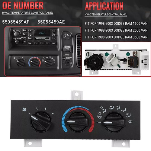 1pc A/C Heater Manual Climate Temp Control Panel For Dodge Ram Van 1998-2003 - Picture 8 of 10