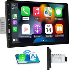 9 Inch Single Din Touch Screen Car Radio with Wireless Carplay Android Black 