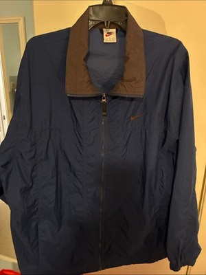 Nike Men's Navy Windbreaker with Brown Collar