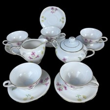 Vintage Winterling 62 Germany Childs Tea Set 14 Pc Floral Gold Trim Porcelain