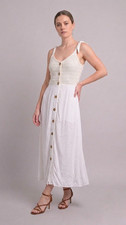 Jessica Simpson White Boho Crochet Top Midi Sundress Tie Back Pockets Size S