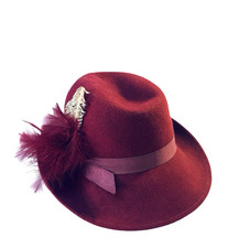 Vintage 1960s Lancaster Maroon 100% Wool Derby Hat Made In USA inside measure 8"
