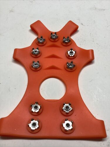 Orange Ice & Snow Grips Over Shoe/Boot Traction Cleats Crampons, Small(Size 4-7) - Picture 2 of 5