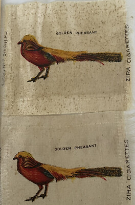 Golden Pheasant Rainbow Chinese Gamebird Lot 2 Tobacco Silk  Zira Cigarette 1910