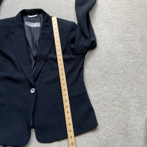 Max Mara Women’s Lined Blazer Jacket Black Size 10 / 12 Made in Italy - Picture 14 of 15