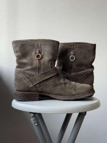 Women's Fiorentini + Baker Eli Eternity Brown Suede Zip Biker Boots Size 39/US 9 - Picture 3 of 10