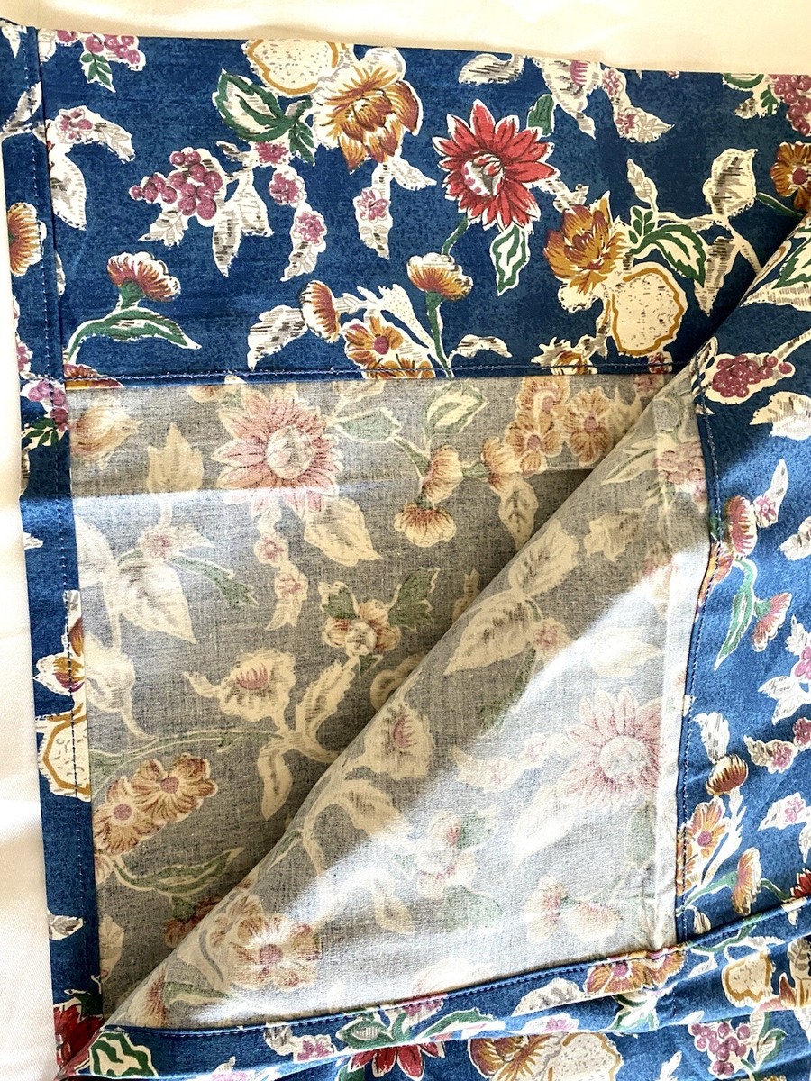 RALPH LAUREN フィッティドシーツ　ダブル　ローラ　花柄 Vintage Ralph Lauren Jardin Blue Floral Twin Flat Sheet