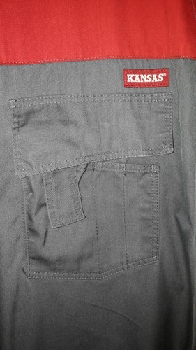 Arbeitskittel Arbeitsmantel Kansas LUXE grau/rot Gr. XL NUR ABHOLUNG - Bild 2 von 5