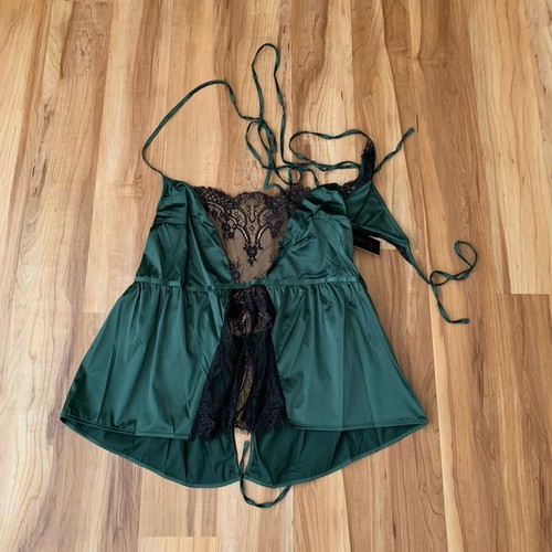Fredericks of Hollywood 3X / 4X Green Etta Cami Thong Pantie Set Eyelash Lace