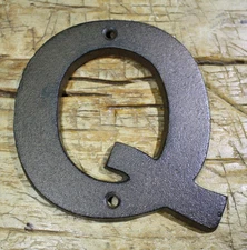 Cast Iron Industrial LETTER Q Sign Rustic Brown 5" tall Alphabet 