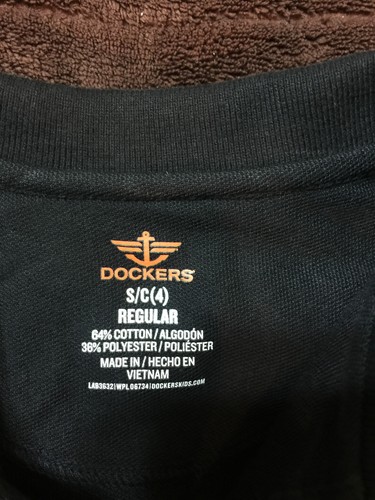 NWT Dockers Stretch Black Polo Shirt Short Sleeve Boy's Sz 4 (S) Regular NWT! - Picture 3 of 5