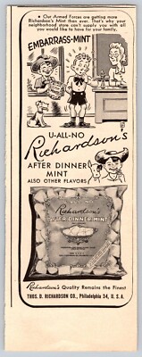 1945 Print Ad  Richardson's After Dinner Mint Embarrass-Mint U-All-No