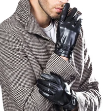 Men's Driving Genuine Lambskin Leather Gloves For Men Police Style Multicolor