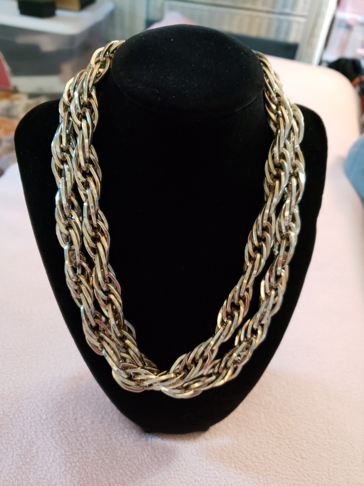 CHICOS 36 INCH LONG HEAVY METAL NECKLACE eBay