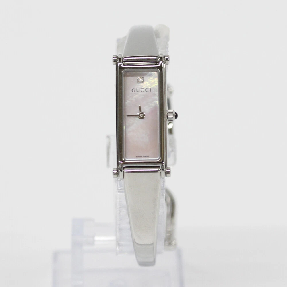 GUCCI 1500 YA015554 analogique quartz saphir cristal coque rose argent