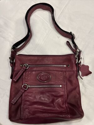 Giani Bernini Pebble Burgundy Leather Crossbody Handbag Purse