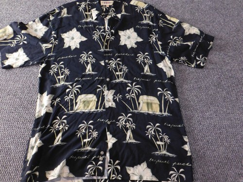Campia Mens Shirt Medium Black Floral Hawaiian button up rayon - Picture 4 of 11