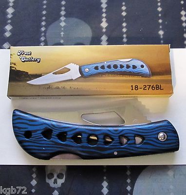 Frost 18-276BL 18276BL Eagle Eye ~ Light Blue Grain Folding Knife