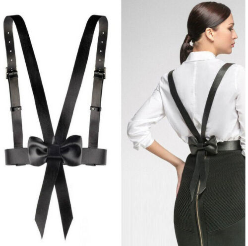 Women Strap Bow Tie Belt Body Aux Leather Harness Waist Office Dress Shirt Decor - Picture 1 of 5