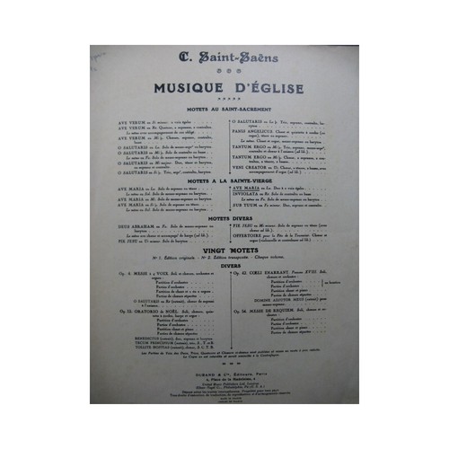 SAINT-SAËNS Camille Ave María Canto Órgano 1878