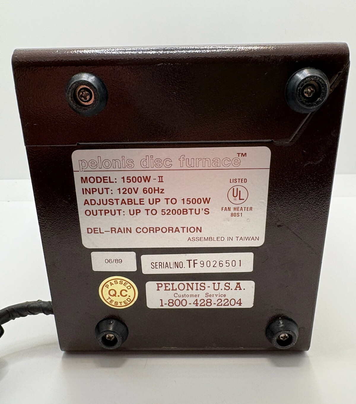 Vintage Pelonis Disc Furnace Ceramic Heater 1500W - II Tested Works