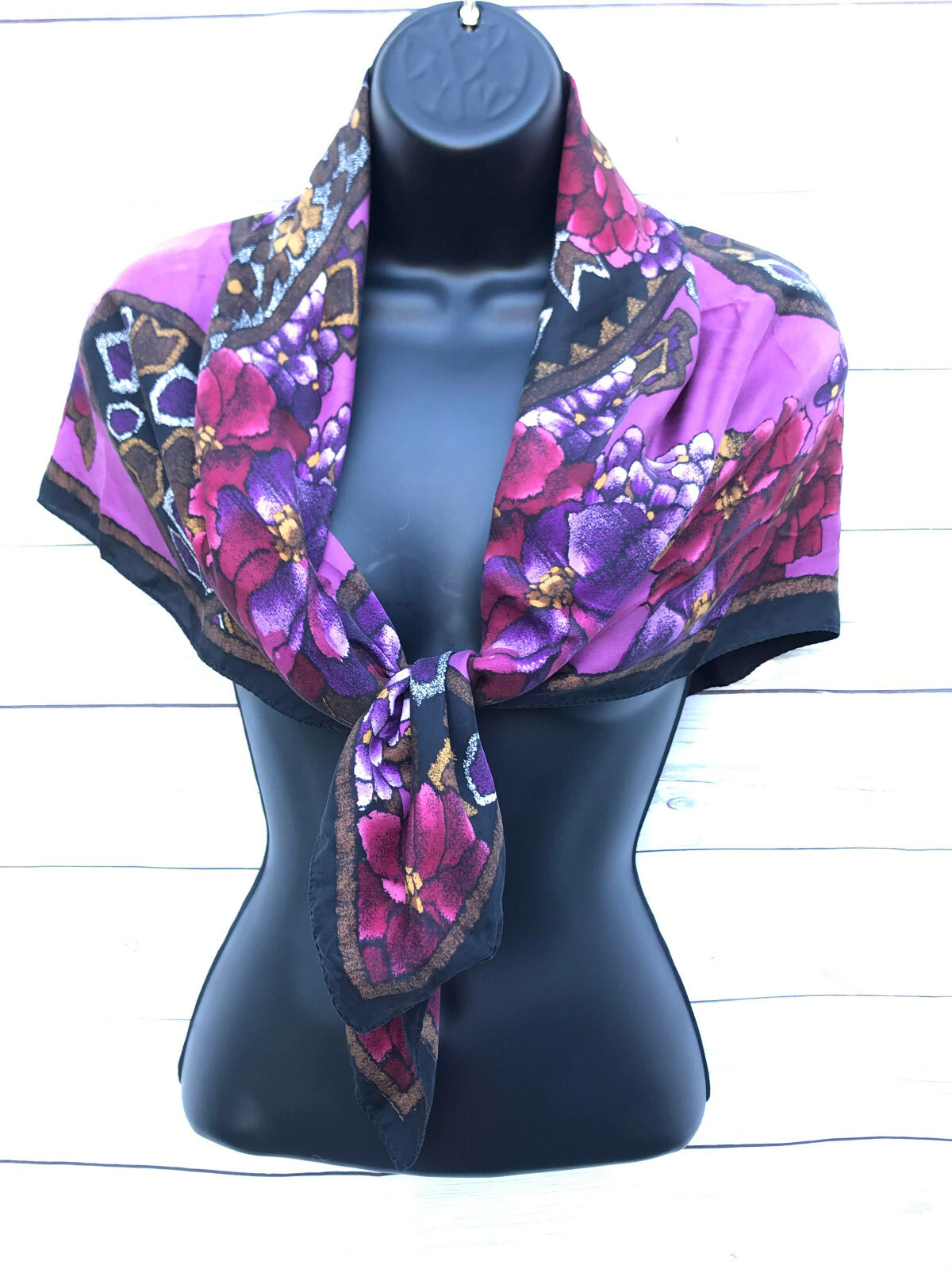Adrienne Landau Studio Women’s Flowered 100% Silk Wrap Kerchief L33” W35”