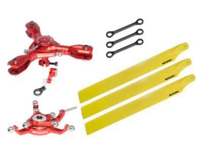 Microheli CNC Triple Yellow Plastic Blades Conversion set (RED)-BLADE230S/230SV2