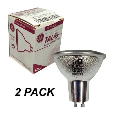 2 x GE 12V 50W MR16 GU7 Base - 40 Degree Halogen Light Bulbs Globes ...