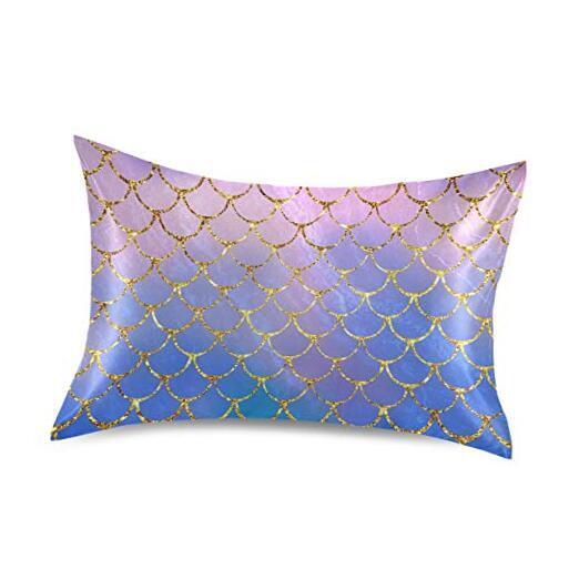 Satin Pillowcase for Hair and Skin Silk Pillowcase S20x26in Mermaid Fish Scales