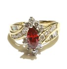 14k yellow gold 1.04ct diamond Natural Orange Red marquise citrine ring 5.6g SZ7 — photo 1