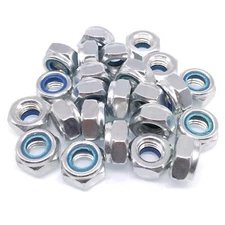 50x M10 x 1.5mm Self-Locking Nylon Insert Hex Nuts Zinc plated Carbon Steel
