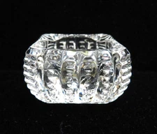 Vintage Cambridge Pressed Glass Open Salt Cellar  Original Label  Zipper Pattern