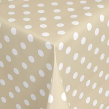 Wachstuch Tischdecke 01150-04 wei&szlig;e Punkte auf beige Polka Dots eckig rund oval