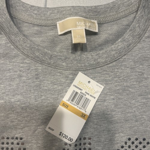 Michael Kors Women’s Pearl Heathe MK Logo Sweater Top 3x $120.00 NWT - Picture 4 of 7