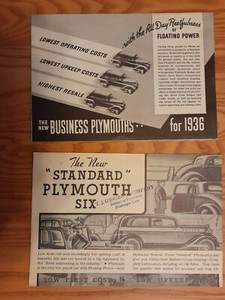 TWO ORIGINAL 1936 PLYMOUTH SALES BROCHURES