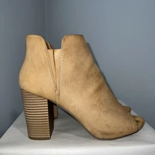 Madden Girl Women's Fizzle Peep-Toe Booties Cognac Size 7.5 M