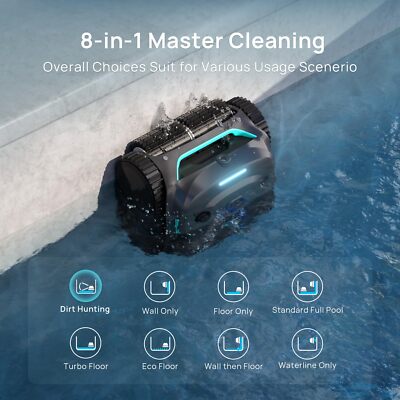 WYBOT C2 V Cordless Pool Cleaner Wall Climb AI Pool Vacuum Robot Self-Parking